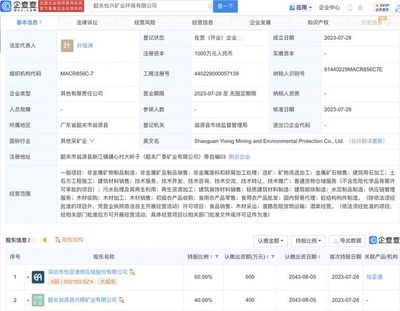 怡亚通于广东韶关参设矿业环保新公司